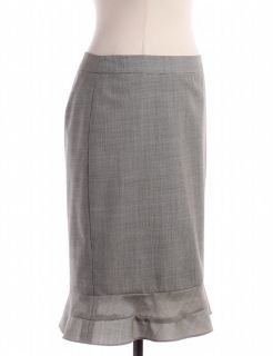 Ann Taylor Flounce Grey Skirt Sz 2P Black and White Knee Length Plaid 