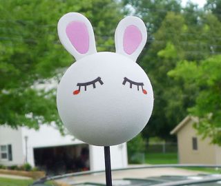 White Rabbit Antenna Topper Toppers Ball Balls Cute