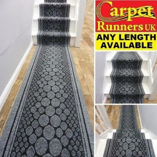 Cork Grey   66cm Wide   Gel Back Long Hall Hallway Stair Carpet Runner 