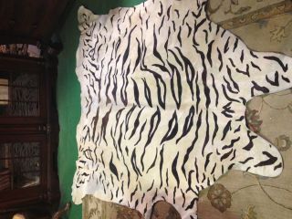 Zebra Print Printed Cowhide Skin Rug Cow Hide
