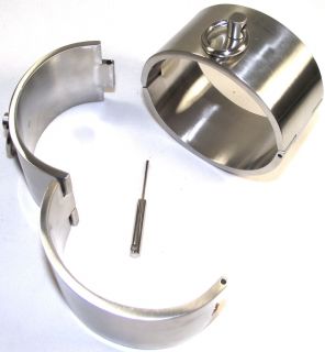 Brushed Steel Wrist Cuffs or Ankle Cuffs Oval Locking Handcuffs Size 