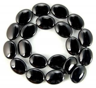 flat black 13x18mm agate onyx oval gems loose beads 15