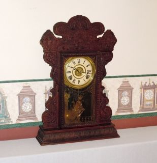 Antique E. N. WELCH Kitchen Mantel Shelf Alarm Clock & Key 