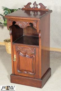 Antique English Solid Cherry Mahogany Nightstand Bedside Table w 
