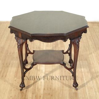 Antique English Dark Mahogany Edwardian 2 5ft Octagonal Centre Table 