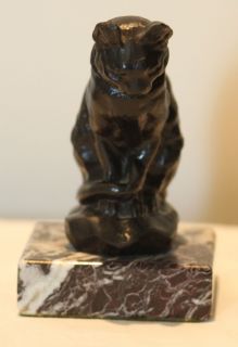 Antoine Louis Barye Bronze Seated Cat Sculpture Chat Assis Signed 