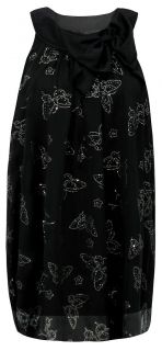 ladies plus size black glitter butterfly detail dress 667