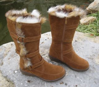   PU Suede Faux Wool Trapper Boots Apres LAMO Sizes 6 10 Chestnut
