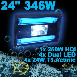24 346W 4X24W T5 Aquarium Light 250W Metal Halide LED Hood Coral Reef 