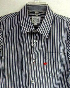 armani junior boys stripe woven shirt size 6 nwt $ 125