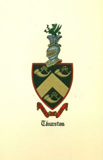 Great Coat of Arms Thurston Family Crest Genealogy Would Look Great 