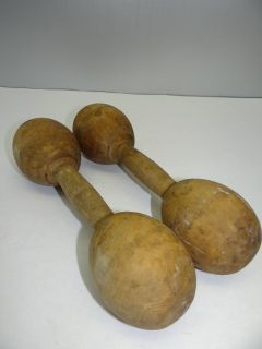 Two Antique Old AG Spaulding Bros Wood Wooden Class Bell Weights 1402 