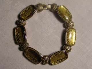 Vintage Bracelet with Scrolling Design Citrus Stone
