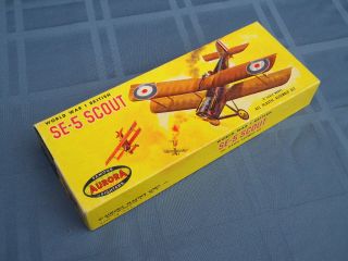 Orig 1960s Aurora Fighters Airplane Model WWI British SE 5 Scout 