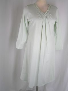 Aria Green Long Sleeve Thermal Weave Nightie Nightgown