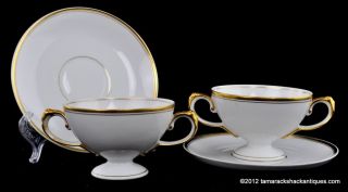 Lot of 4 Rosenthal Selb Bavaria Bouillon Soup Cups & Saucers Gilded 