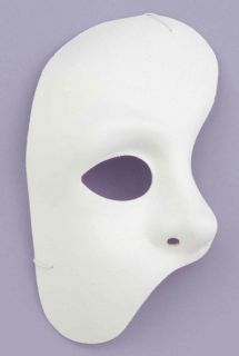 Phantom of the Opera White Half Mask Mardi Gras Halloween Accessory 