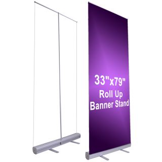 33x79 Retractable Roll Up Banner Stand Pull Popup Trade Show Display 
