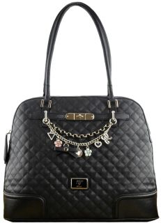 Guess Amour Womens Quilted Faux Leather Vintage Style Dome Satchel 