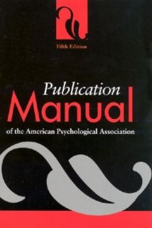 New Publication Manual of The American Psychological Association 5th 