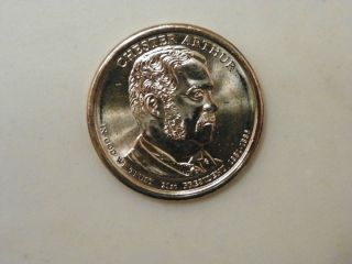 2012 P Chester Arthur Uncirculated Presidential Dollar Coins in Hand 