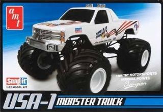 AMT 1/32 Snap USA 1 4x4 Monster Truck w/Decal Plastic Model Kit 