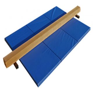 New 8 ft Tan Suede Gymnastics Balance Beam and Blue Folding Mat
