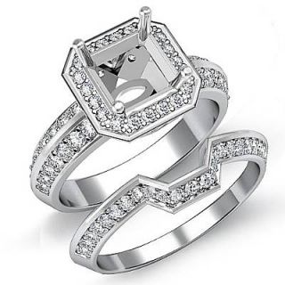 5c Asscher Diamond Ring Mount Bridal Set w18k Gold Z4
