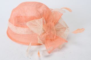 August Accessories Fine Millinery Orange Sinamay Arabella Cloche Hat $ 