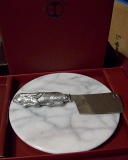 ARTHUR COURT MARBLE CHEESE PLATTER WITH BUNNY CHEESE SLICER ~ FREE 