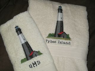   Island Lighthouse Monogrammed or Personalized Bath Towel Set