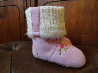 New Pink Fur Baby Deer Infant Baby Girl Casual Winter Boots sz 1