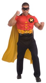 Batman Robin Muscle Chest Shirt Mask Costume Adult New