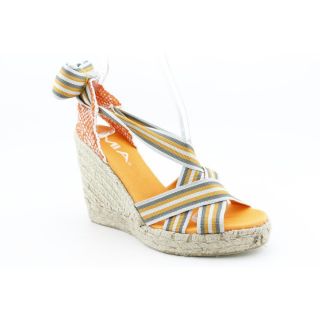 MIA Asturias Womens Size 7 Orange Open Toe Textile Wedge Sandals Shoes 