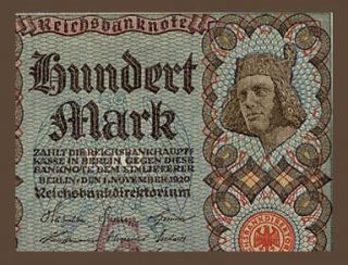 100 Mark Banknote Germany 1920 Bamberg Horseman AU