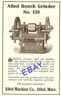 1912 Athol Bench Grinder No 159 Ad Tool Sharpener Athol MA 