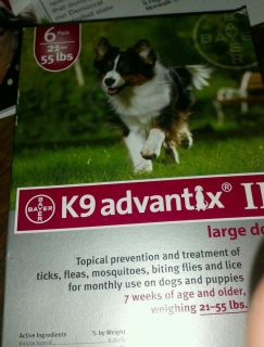 Bayer K9 Advantix II for Large Dogs 21»55 lbs 6pack New
