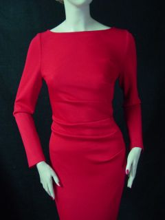 St John Venetian Red Milano Knit Gown Dress Sz 14 Soft Folds on The 
