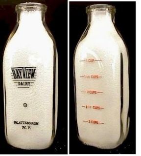 Milk Bottle   Square Quart   Bayview , Plattsburg, N.Y.