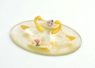 Vintage Dura Best Handmade Glass Swans on Mirrored Glass