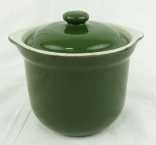 Hall China Small Cover Bean Pot Crock Green