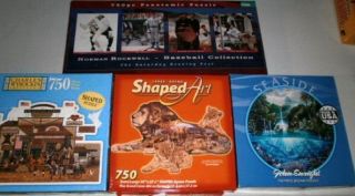 Lot 4 750 PC Jigsaw Puzzles Norman Rockwell Baseball Charles Wysocki 