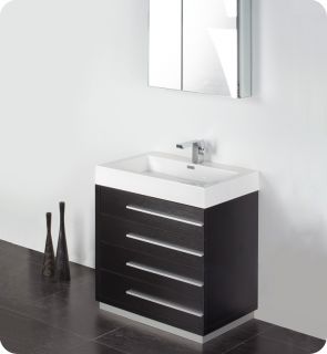 Fresca 30 Black Modern Bathroom Vanity w Medicine Cabinet FVN8030BW 