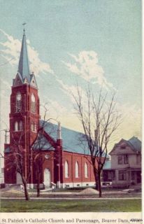 Beaver Dam Wi St Patricks Catholic Church and Parsonage 1909