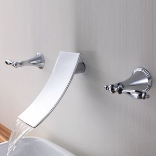 Waterfall Bathroom Wall Mounted Bathtub Basin Faucets Chrome Finish 