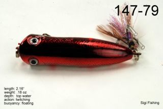 Metallic Burgndy Shad Bass Trout Topwater Fishing Lure Popper