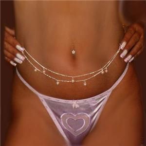Pink Drape Swag Double Silver Chains Belly Belt Chain