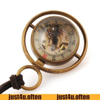 1856s Vintage Style Crystal Ball Pocket Watch Handwind Mechanical 