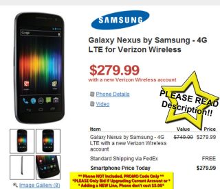 Verizon) Galaxy Nexus By Samsung 4G New  PROMO CODE ONLY Dbl 