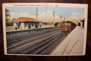 Long Island Railroad Station Bellaire L I NY Postcard